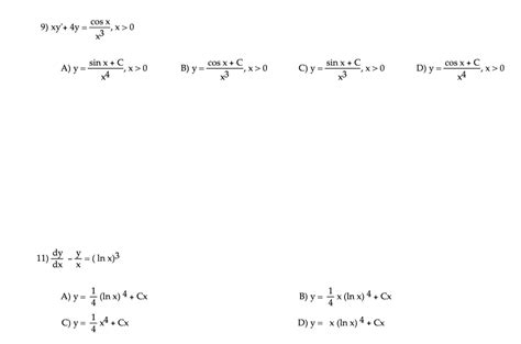 Solved 9 Xy′ 4y X3cosx X 0 A Y X4sinx C X 0 B