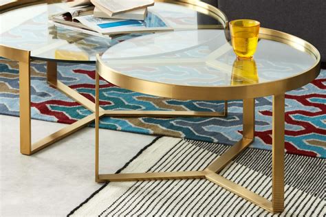 Gold Glass Nesting Coffee Table Atelier Yuwaciaojp