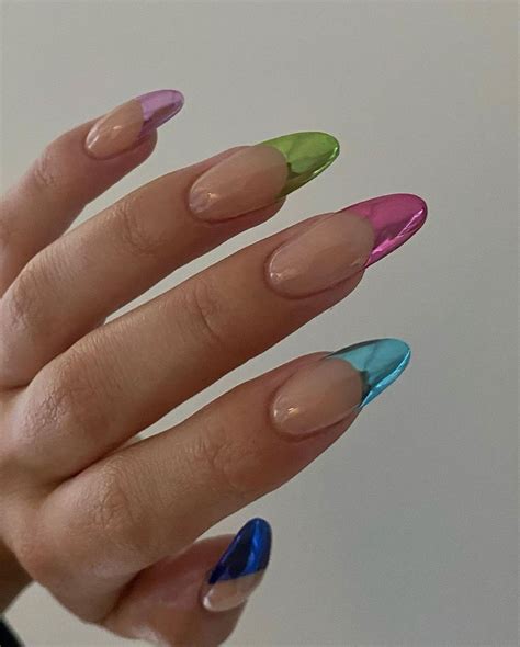 Metallic Nails Colorful Nail Tips Nail Inspo Gel Nails Acrylic