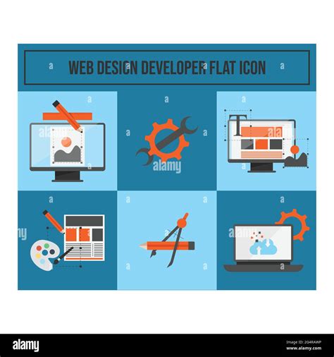 Web Entwicklung Flache Symbole Vektorbild Web Entwicklung Vektor Flach