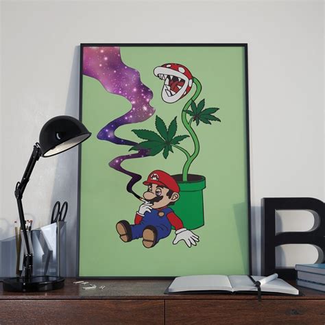 High Mario Weed Marijuana Art Mario Galaxy Smoke Nintendo