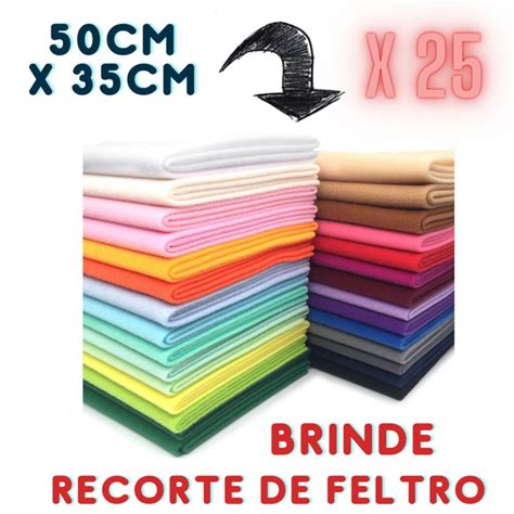 Kit 25 Feltro Liso Santa Fé Sortido 50cm X 35cm Brinde