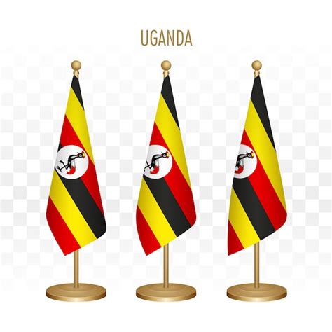 Premium Vector Standing Flag Of Uganda 3d Vector Illustration Isolated On White