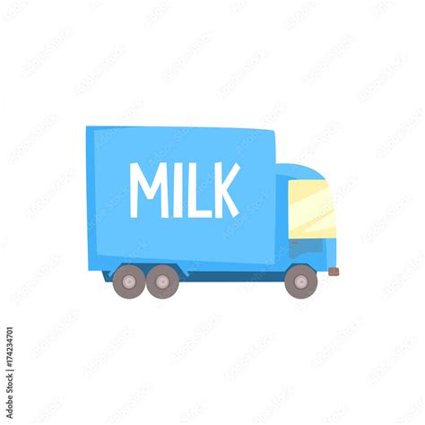 Dairy Milk Truck With Milk Logo Delivery And Transportation Of Milk