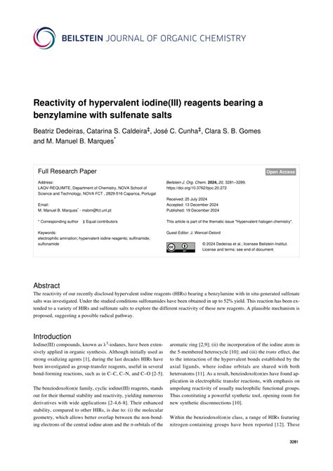 PDF Reactivity Of Hypervalent Iodine III Reagents Bearing A