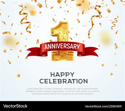 1 Year Anniversary Banner Template First Vector Image