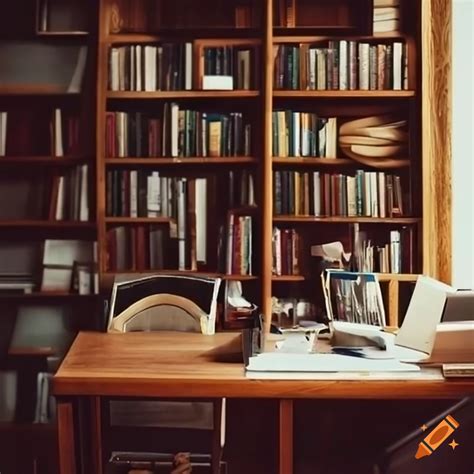 Professors Office With Desk Papers And Bookshelves On Craiyon