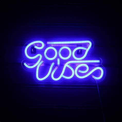 Amazon LUCUNSTAR Good Vibes Neon Sign Blue Led Neon Wall Signs