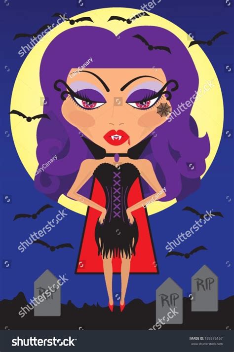 Cartoon Purple Haired Sexy Vampire Vector Vector De Stock Libre De Regalías 159276167