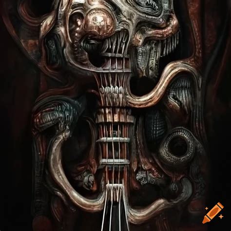 Band Performing On A Stage With Hr Giger Style Design On Craiyon