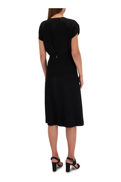 Agnona Black Cap Sleeve Midi Dress Mitchell Stores