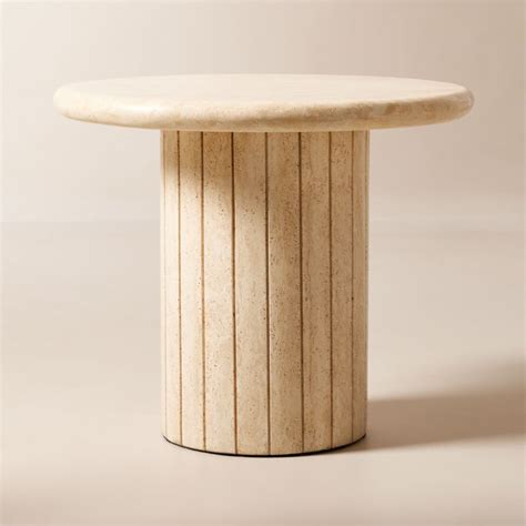 Fuoli Round Travertine Side Table Reviews Cb2