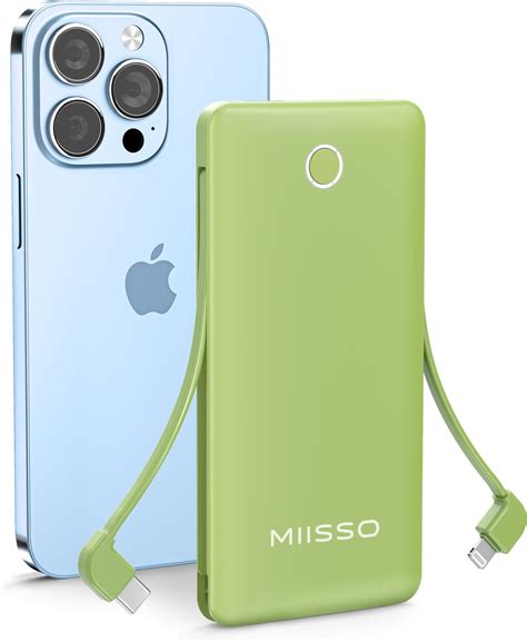 10000mah Slim Portable Charger With Built In Cable Power