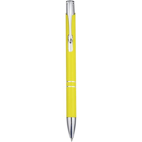 Stylo bille rétractable en aluminium Moneta Jaune imprimé et