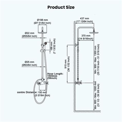 Gotonovo Exposed Shower System 8 Inch Rainfall Shower Head With Handhe