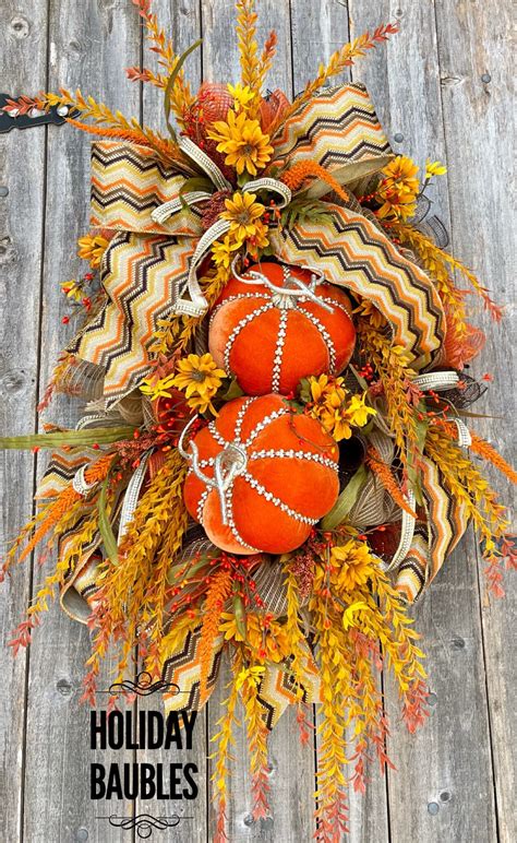 Fall Wreath, Fall Pumpkin Wreath, Pumpkin Wreath, Fall Decor, Harvest ...