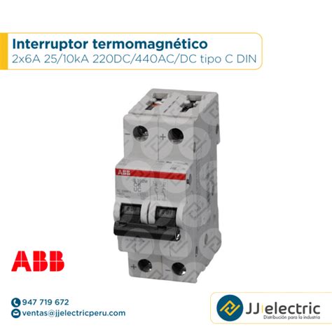 Interruptor termomagnético 2x6A 25 10kA tipo C ABB