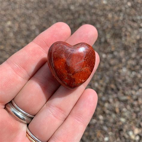 Red Jasper Puffy Heart Crystal Healing Chakra Balancing Polished