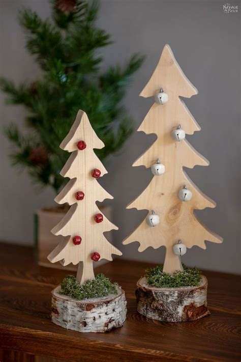 Diy Wood Alpine Tree With Jingle Bells Christmas Tree Crafts Wooden