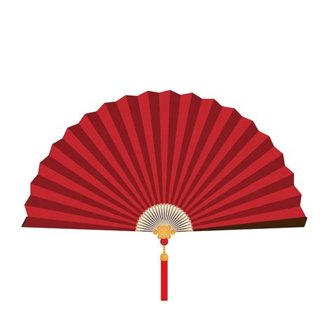 Premium Vector Red Chinese Folding Fan On White Background