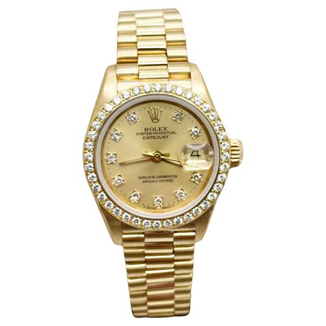 Rolex President Datejust Yellow Gold Diamond Ladies Watch 69138 For Sale At 1stdibs