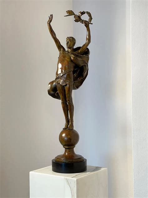 Mark Beard Statue Of Athlete Large Academic Style Bronze Figurative Sculpture Of Nude Male
