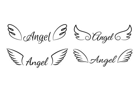 Cartoon Flying Angel Wings Isolated Signatures 2070475