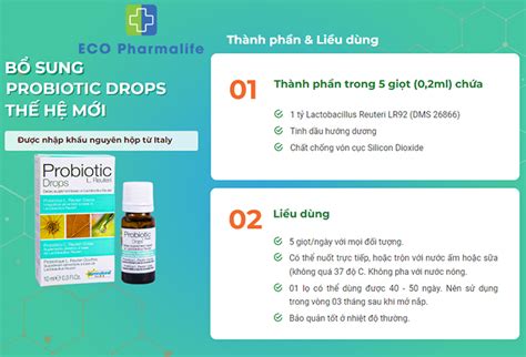 Men vi sinh Probiotic L Reureti Drops Trẻ ăn ngon tiêu hóa tốt