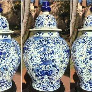 S Old Delft Ginger Jar Vase Delfts Blauw Vaas Kaou Pioen Peony