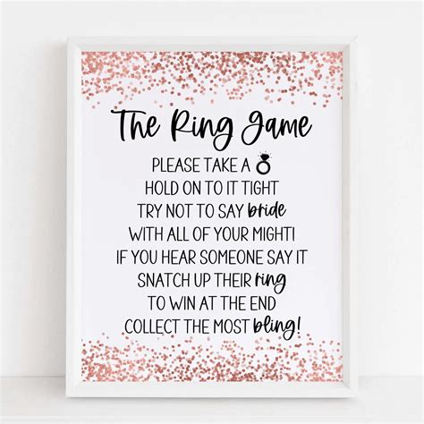 Bridal Shower Ring Game How To Play Printable Signs Modern Moh