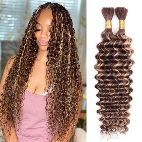 Amazon Goulus Deep Wave Bulk Human Hair For Braiding T4 P4 27