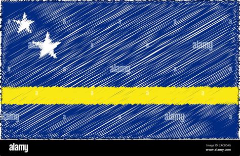 Vector Drawing of Sketch Style Curaçao Flag Stock Vector Image Art