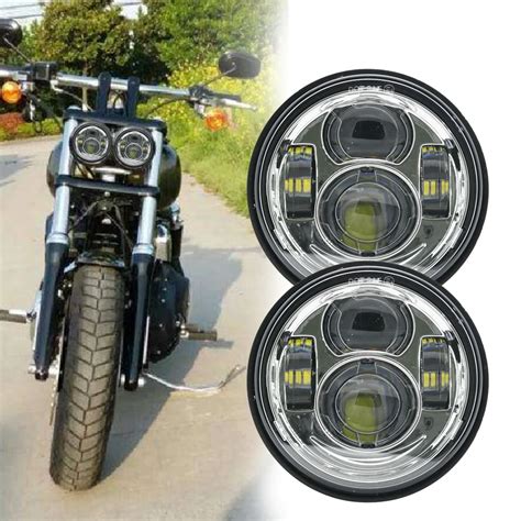 Faro Doble Redondo Cromado Para Motocicleta Faro Doble Para Harley