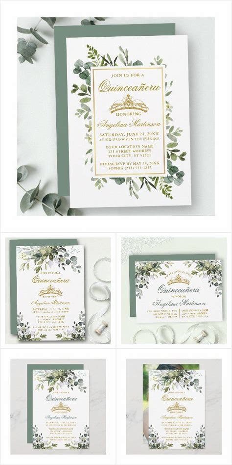 Greenery Quinceanera Invitations Quinceanera Invitations Wedding