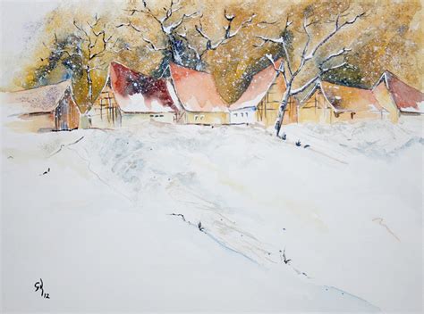 Winter Wonderland 40x30 Cm Aquarell Winter Watercolor Loose