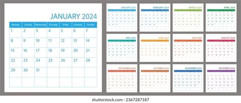 Calendar Planner 2024 Vector Schedule Month Stock Vector Royalty Free