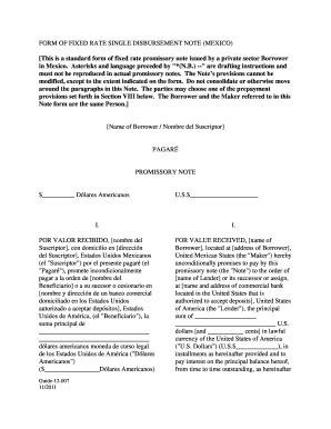 Fillable Online Exim FORM OF FIXED RATE SINGLE DISBURSEMENT NOTE MEXICO