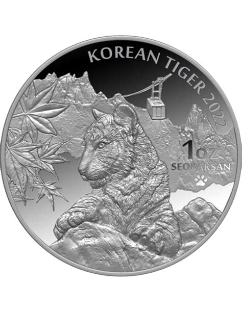 TIGRE COREANO 1 Oz Moneda Plata Proof 1 Arcilla South Korea 2022