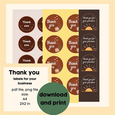 Thank You Stickers, Printable Thank You Stickers, Small Business ...