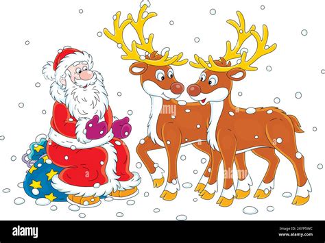 Santa Claus Sitting On His Bag Of Ts And Friendly Talking To