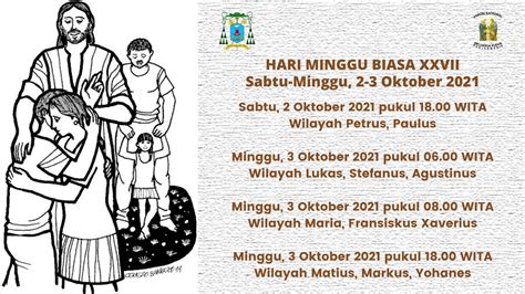 Jadwal Misa Hari Minggu Biasa XXVII 2 3 Oktober 2021