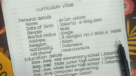 HOW TO WRITE CURRICULUM VITAE CV HANDWRITING CV IN ENGLISH YouTube