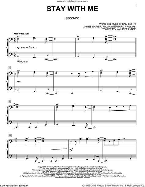 Stay With Me Sam Smith Piano Sheet Music