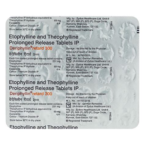 Deriphyllin Retard 300mg Tablet 30s Price Uses Side Effects Netmeds