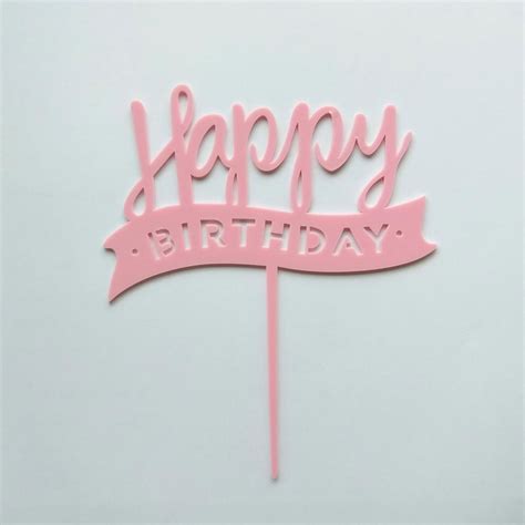 Geometric Metallic Gold Happy Birthday Acrylic Cake Topper