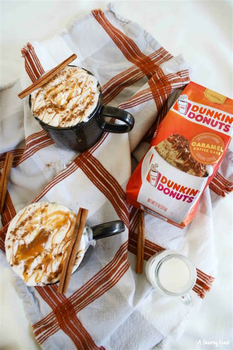 Caramel Coffee Cake Flavored Coffee with Whipped Cream and Caramel - A