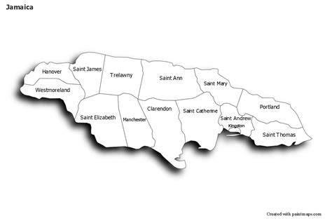 Sample Maps For Jamaica Black White Shadowy Mapas Jamaica Blanco