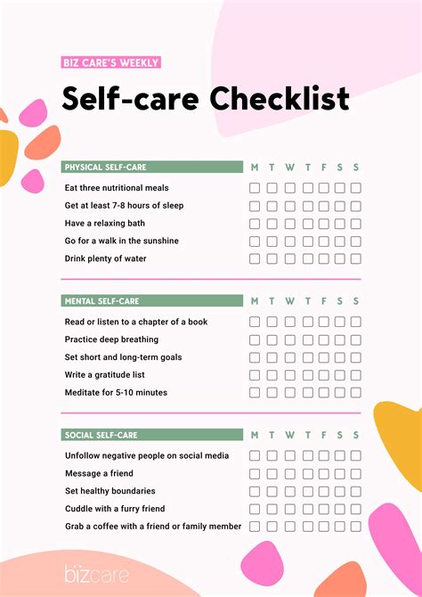 Biz Care Weekly Self Care Checklist By Fashion Biz Issuu