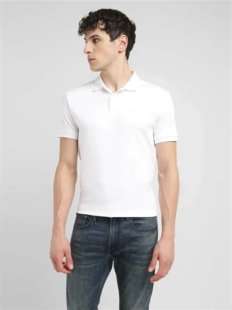 Levis White Cotton Plain Polo T Shirt G3 Mts17556