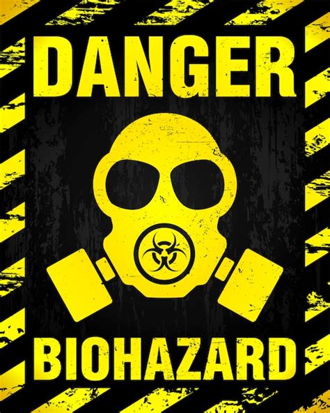 Premium Vector Danger Biohazard Warning Label Sign Gas Mask Icon